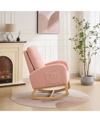 Sherpa Glider Rocking Chair - Nursery/Living Room - Pink