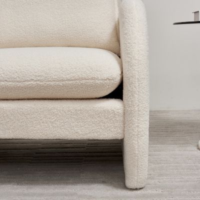 Luxurious Lamb Fabric Sofa with Cozy Toss Pillows for Ultimate Comfort