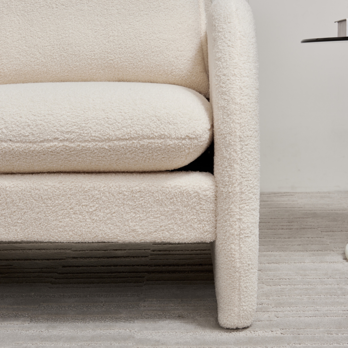 Simplie Fun Luxurious Lamb Fabric Sofa with Cozy Toss Pillows for Ultimate Comfort