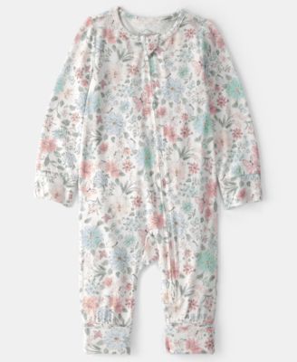 Baby Girls' Butterfly Garden Print 2-Way Zip Sleep and Play Pajama