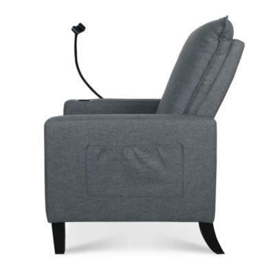 Modern Cozy Fabric Armchair with Adjustable Backrest and Storage