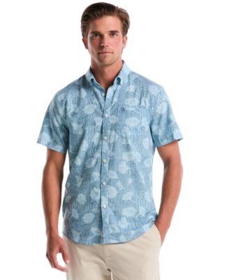 Men's All-Over Flower Print Collared Shirt