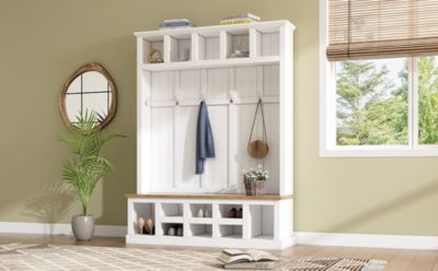 Streamdale 3-in-1 Space-Saving Hall Tree Seat, Shoe Storage, Shelves