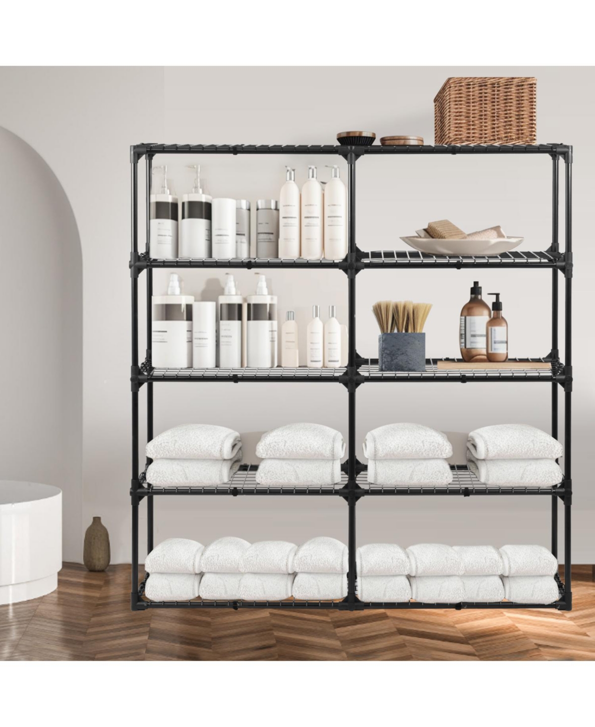 Streamdale Furniture Streamdale Heavy-Duty 5-Shelf Wire Rack with Cover (2-Pack), 1100 lbs Capacity