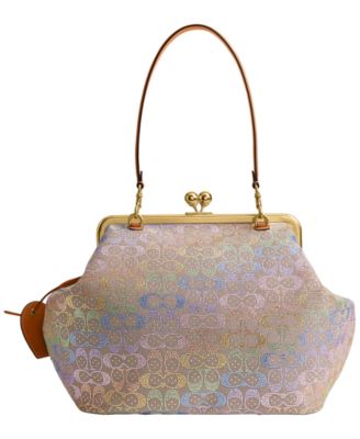 Kisslock Large Crystal Signature Jacquard Frame Bag 30