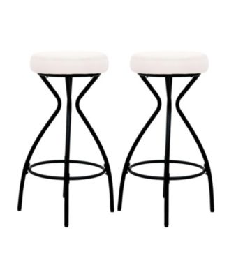 Backless Bar Stools Set of 2 - Black & Cream
