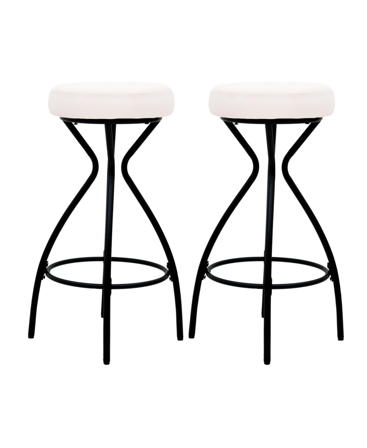 Streamdale Furniture Backless Bar Stools Set of 2 - Black & Cream