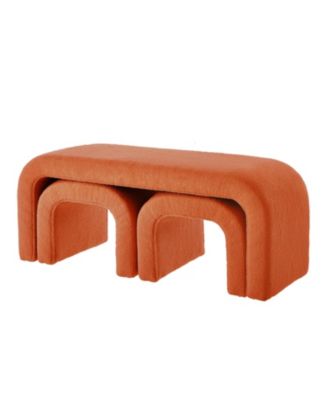 U-Shaped Teddy Ottoman Bench Set of 3