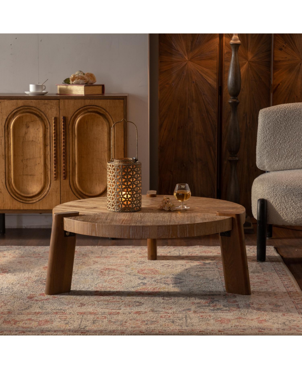 Streamdale Furniture Rustic Wood Round Coffee Table