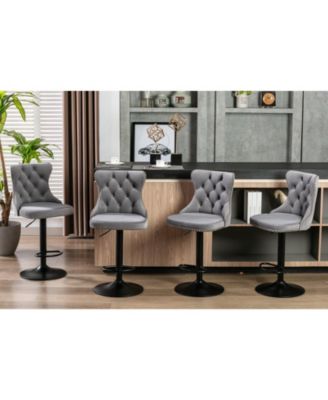 Streamdale Swivel Velvet Bar Stools, Adjustable Height, Set of 2