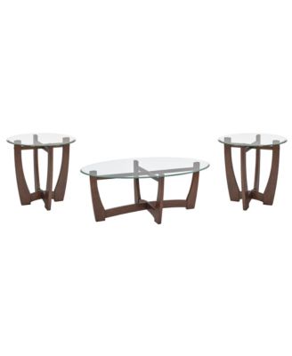 Streamdale 48" Oval Glass Coffee Table, Cherry Finish