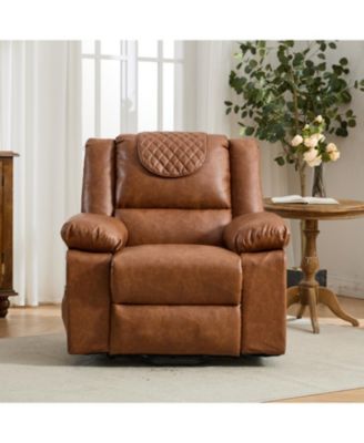 Brown PU Remote-Controlled Heating and Massage Assistive Recliner for SeniorsI