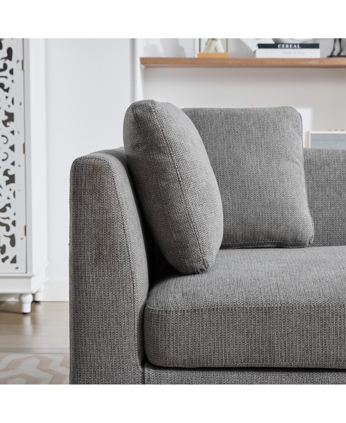 Streamdale Furniture Modern Chenille Chaise Lounge Sleeper Sofa with Throw Pillows