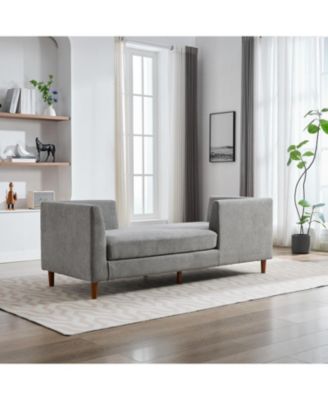 Modern Chenille Chaise Lounge Sleeper Sofa with Throw Pillows