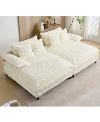 Streamdale Oversized Corduroy Chaise Lounge Sofa Bed w/ Pillows