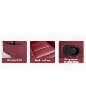 Red Fabric Heat Massage Rocker Recliner
