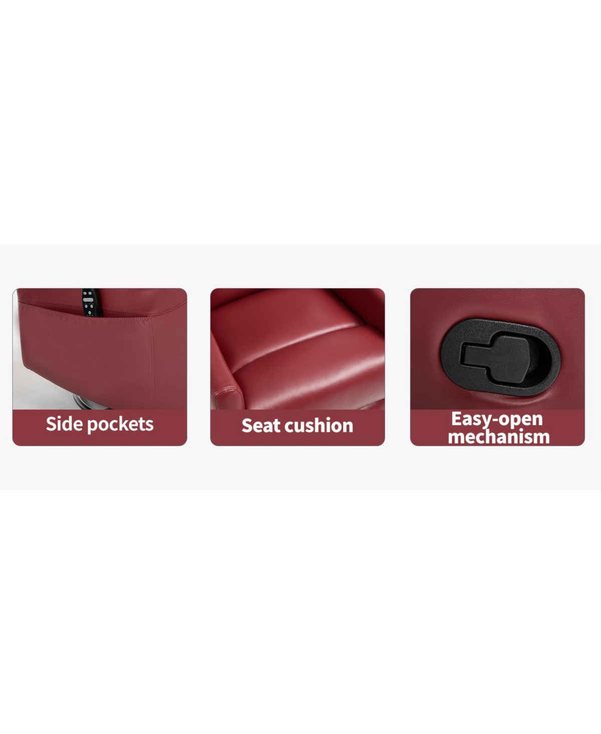 Streamdale Furniture Red Fabric Heat Massage Rocker Recliner