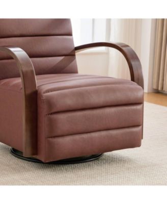 Streamdale Modern Swivel Accent Chair with Wood Armrests