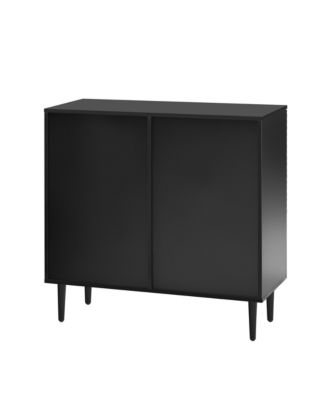 Mira 2-Drawer Modern Side Cabinets with Adjustable Shelves and Geometric Door Design
