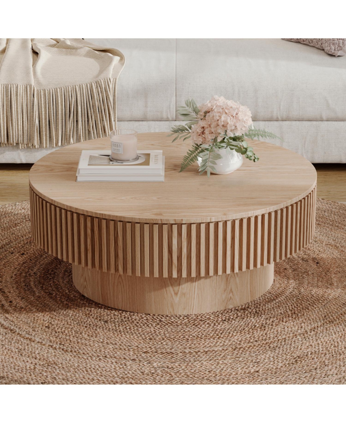 Streamdale Furniture 31.5" Round Wood Coffee Table with Storage