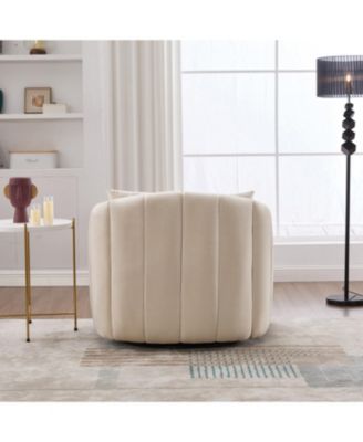 Velvet Swivel Barrel Chair & Half Sofa w/ Pillows