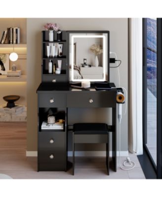 29.2" Vanity Table LED Mirror Power Stool