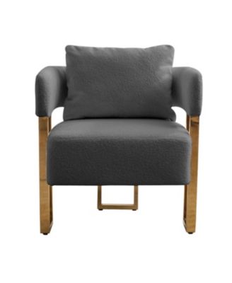 TS Modern Grey Fleece Accent Chairs Legs 2PCS