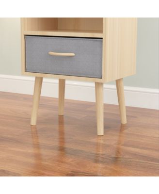 Nightstand with Fabric Drawer & Storage - Oak