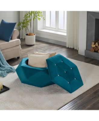  Velvet Diamond Tufted Storage Ottoman - Footrest/Seating