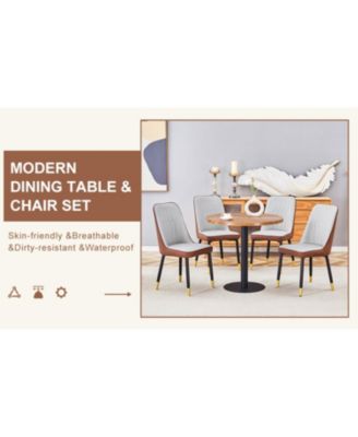 Streamdale 31.5" Round Dining Set- Wood Table & 4 PU Chairs