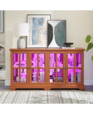 Vintage LED Curio Cabinet - Antique Glass Door Showcase