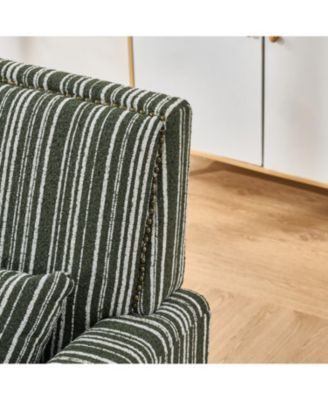  Green & White Striped Accent Chair with Nailhead Trim