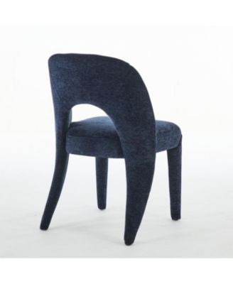 Streamdale Blue Chenille Dining Chairs - Hollow Back, Set of 2