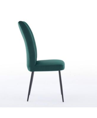 Streamdale Green Velvet Dining Chairs, Adjustable Feet, Set of 2