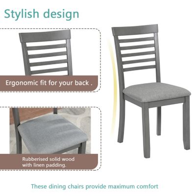 Elegant 5-Piece Solid Wood Dining Table and Chair Set