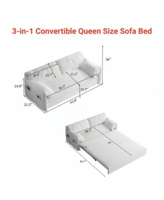 Streamdale 63.8" Pull Out Sofa Bed with Storage for Small Spaces