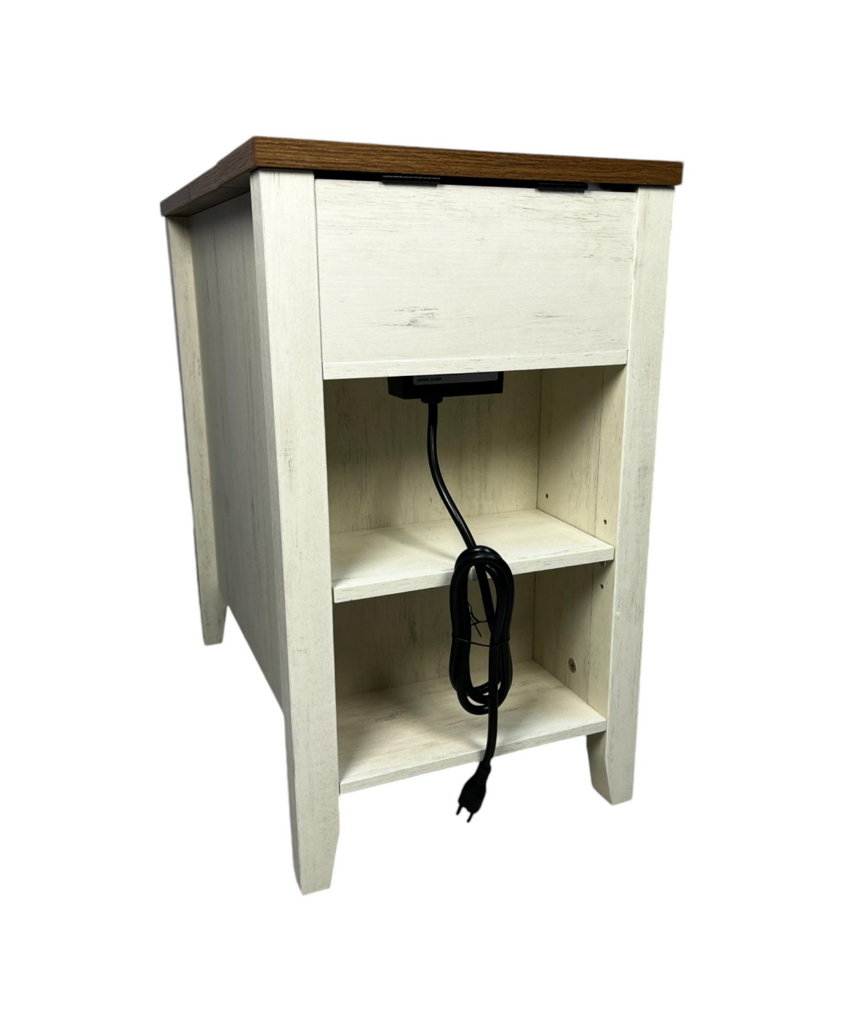 Streamdale Furniture Streamdale Farmhouse End Table with Barn Door & Drawer, Charging Station