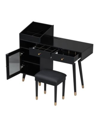 Vanity Desk with Drawers Cabinet & Charging Port