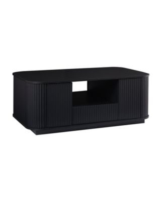  Modern Oval Coffee Table with Drawers - Black