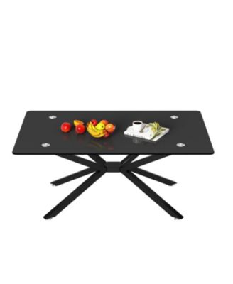 Glass Coffee Table with Metal Legs