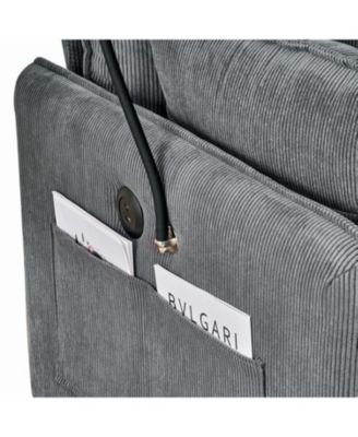 55" Corduroy Chaise Lounge with Ottoman & Storage - Grey