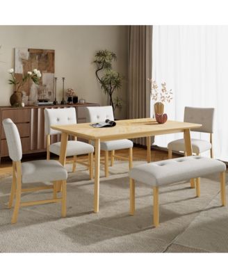 Retro Dining Table, Seats 6, Rubberwood Legs