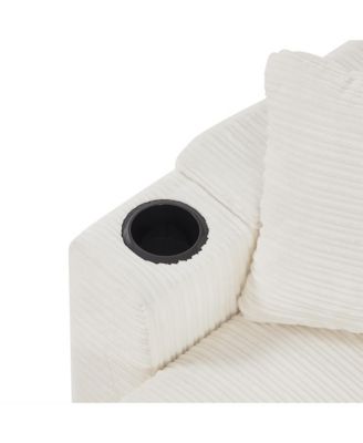 Modern 3-Seater Sectional Sofa w/ Ottoman, USB, Cup Holders.