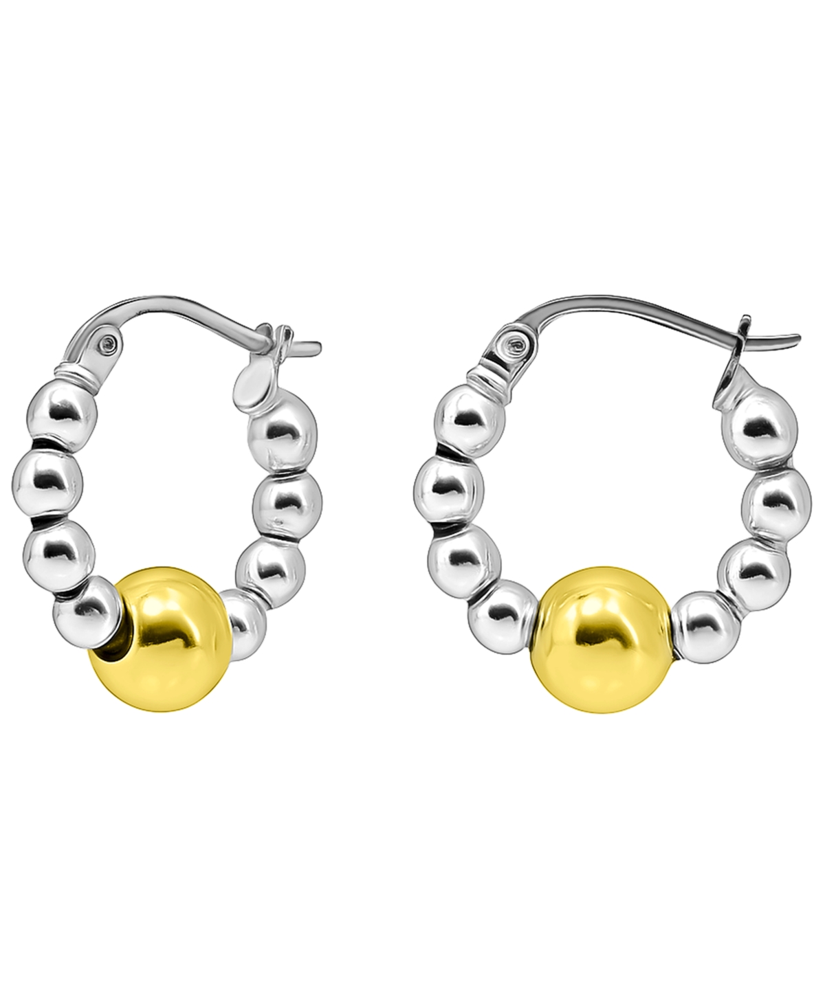 Giani Bernini Sterling Silver and 18k Gold Over Sterling Silver Bead Hoop Earrings, Macy's Exclusive