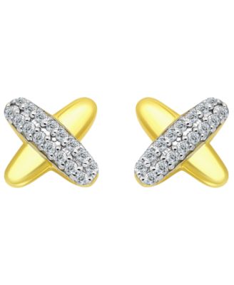 Pave Cubic Zirconia (1/2 ct. t.w.) X-Shape Post Earrings, Macy's Exclusive
