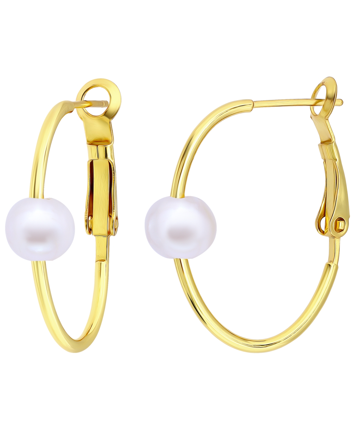 Giani Bernini Cultured Freshwater Pearl (7mm) Oval Hoop Earrings, Macy's Exclusive