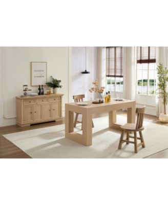 Farmhouse Dining Table for 4-6, Rectangular, Sturdy Wood Legs, Easy Assembly