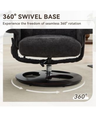 Swivel Recliner Chair with Ottoman, Massage & Heat, Dark Grey