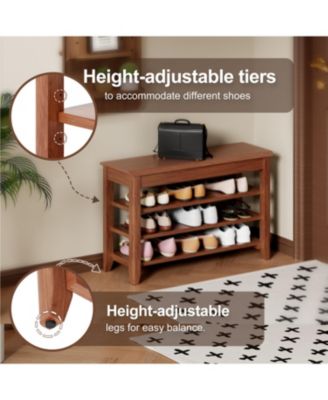 Solid Wood Shoe Rack Bench - 550lb Capacity