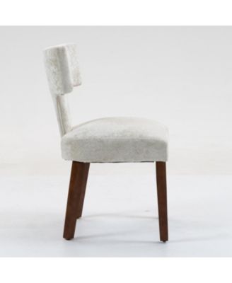 Mid Century Modern Dining Chairs Set of 2 Beige Linen